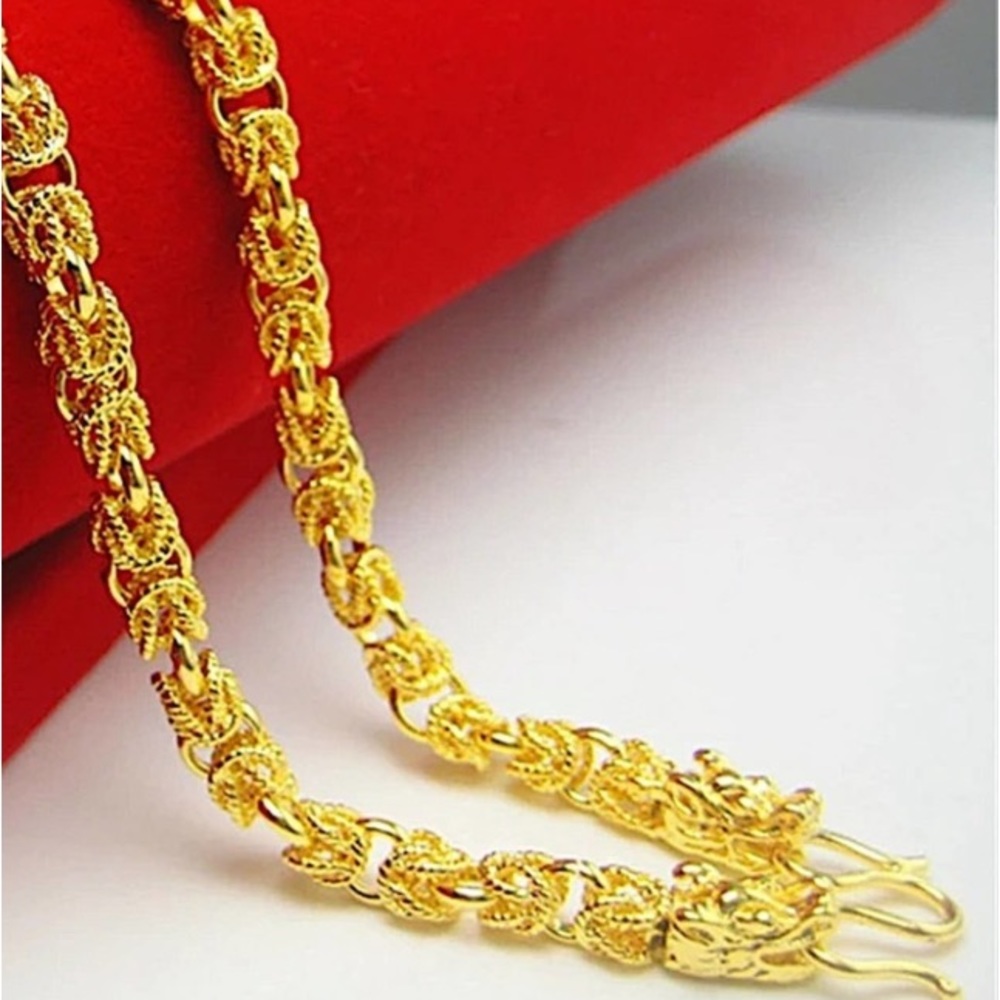 GOLD 24K PLATED DRAGON VIKING NECKLACE - Picture 5 of 8